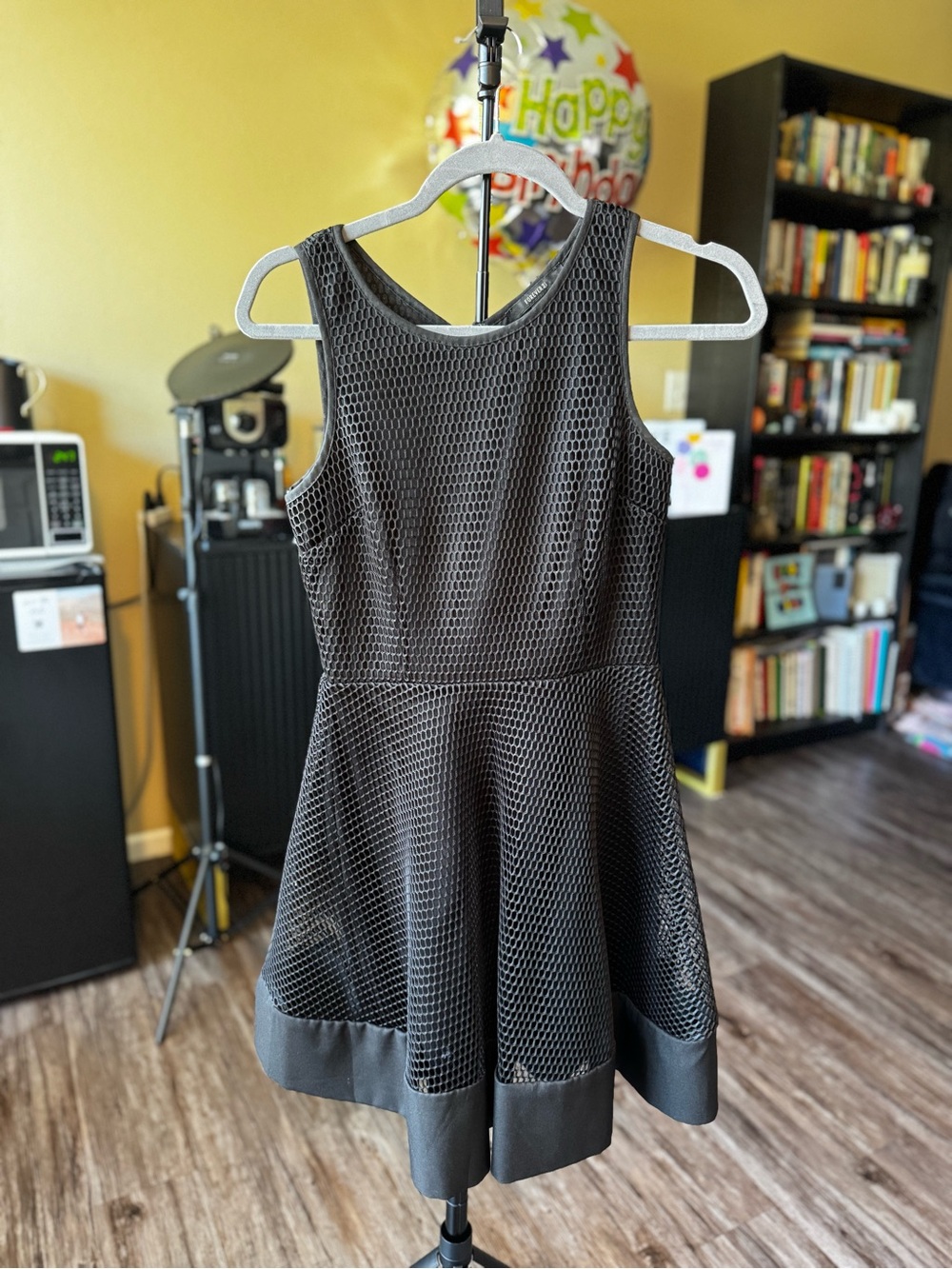 Forever 21 Black Mesh Fit & Flare Party Dress